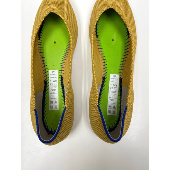 Rothy’s The Point Pointed Toe Ballet Flats Marigold Knit Machine Washable - W8 - Picture 6 of 11